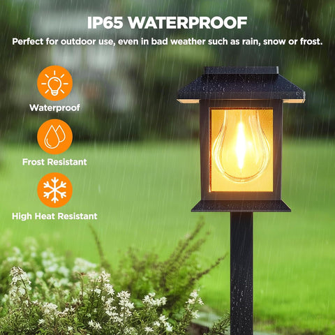 6 Pack Solar Lights Outdoor Garden, Waterproof Garden Pathway Stake Lights