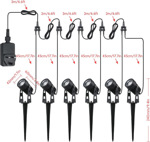 Tomshine Garden Spotlights Mains Powered,12V 6.56FT RGBW Garden Spike Lights Ip65 Waterproof Outdoor Decorative for Pathway Patio Yard