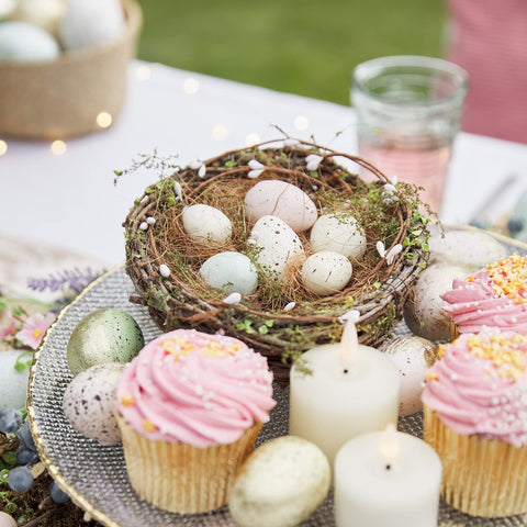 Artificial Easter Egg Nest Tabletop Decoration – Pastel Spring Display for Indoor Styling