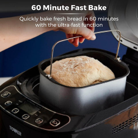 Digital Bread Maker 550W with 12 Programs, 13H Delay Timer, 60 Min Keep Warm, Non-Stick Pan & Crust Control – Black