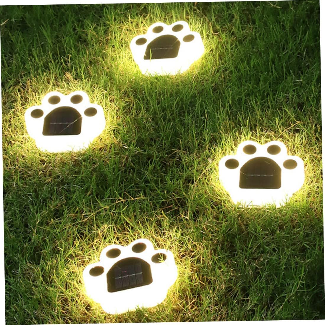 Solar Garden Lights LED Cat Paw in-Ground Pathway Decorative Lights Outdoor Lamp Warm Lighting Pathway Lighting