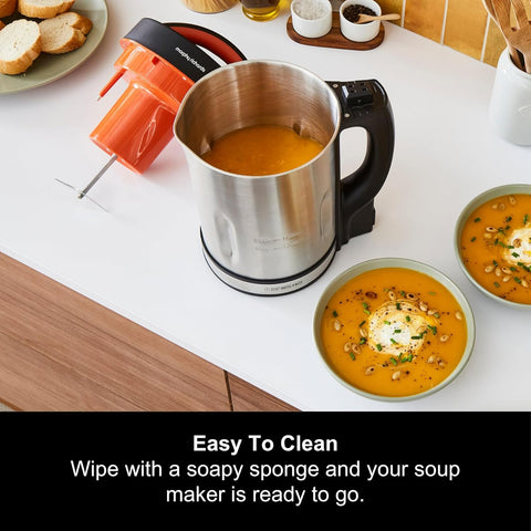 Classic 1.6L Stainless Steel Soup Maker | LED Display, 4 Settings, Motorised Blade, 1000W Power, Fast Soup in 25 Minutes