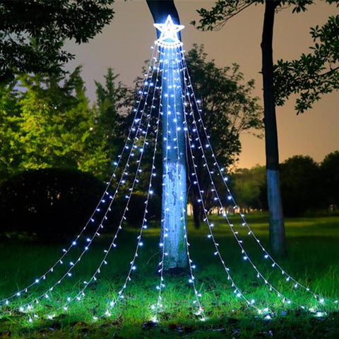 350 LED Outdoor Christmas Tree Lights with Star – Pure White