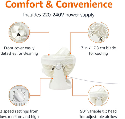 7 Inch Portable Desk Fan with 3 Speeds