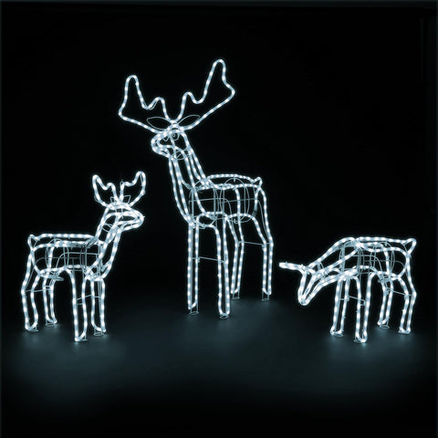 Christow LED Reindeer Family Outdoor Christmas Decoration – 3pc White Rope Light Set – UK