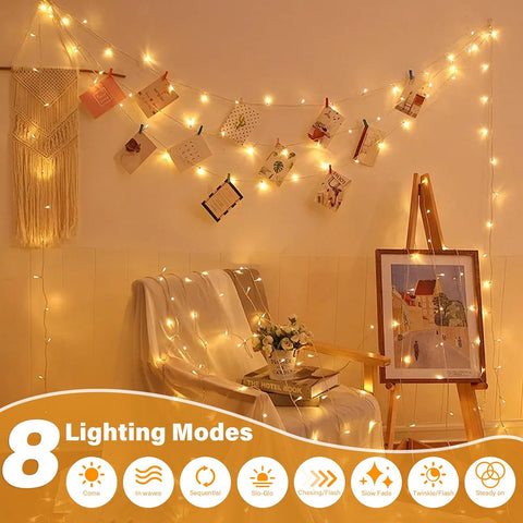Grestar 30M 300 LED Fairy Lights Plug In – Warm White Christmas String Lights with 8 Lighting Modes, IP44 Waterproof Indoor Outdoor Decorative Lights for Garden, Bedroom, Wedding & Party