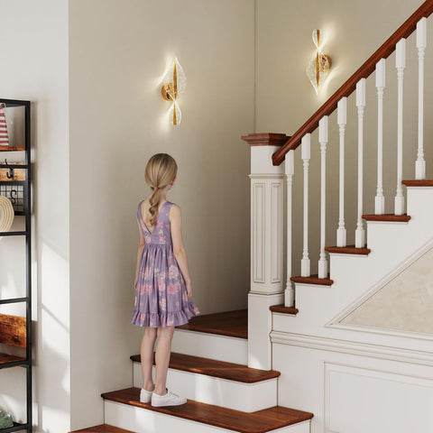 HOMCOM LED Spiral Wall Lamp 2 Pack Gold