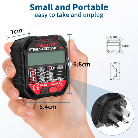 Socket Tester RCD Plug Outlet Tester LCD Display 90-250V Electrical Circuit Polarity Voltage Detector Breaker Finder – UK Plug Safety Checker