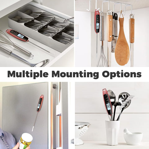 Instant Read Meat Thermometer with LCD Backlight, Black Red