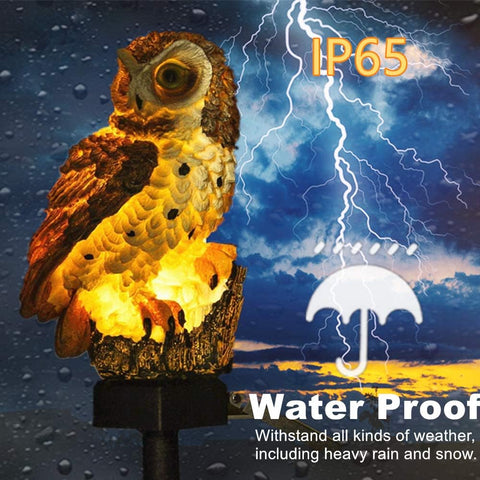 Owl Solar LED Garden Light Outdoor Waterproof Lawn Ornament, Decorative Owl Statue Solar Powered Yard Lamp for Patio, Pathway & Garden Décor (Brown)