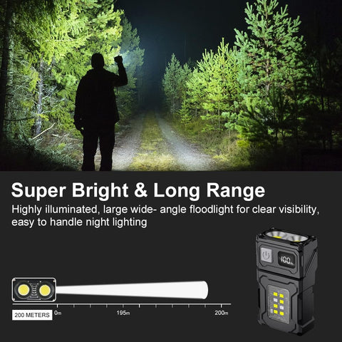 flintronic Small Torch, USB C Rechargeable Mini EDC Torch, COB Work Light with Magnetic Base and Buckle Clip, Super Bright Flashlight for Outdoors Camping, Hiking, Emergency, Workshop, Repair [Energy Class A+++]
