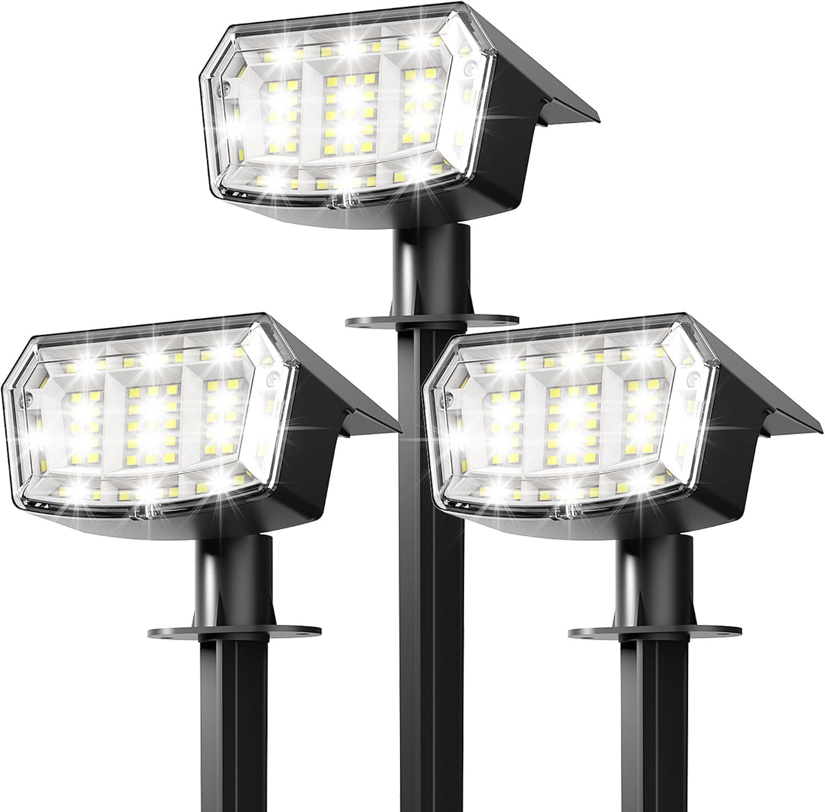 AUDERWIN Solar Spot Lights Outdoor Waterproof, 3 Packs, Cool White