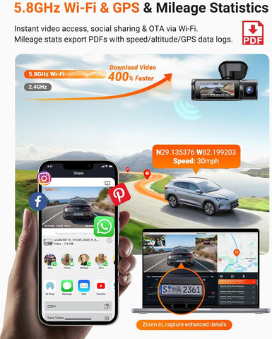 Vantrue N4 Pro S 4K 3 Channel Dash Cam with GPS and WiFi