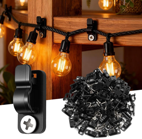 120 Pack Fairy Light Hooks with Screws – Zouwel Weatherproof Outdoor String Light Clips for Gardens, Fences & Christmas Decorations – Keep Every Twinkle Neatly in Place