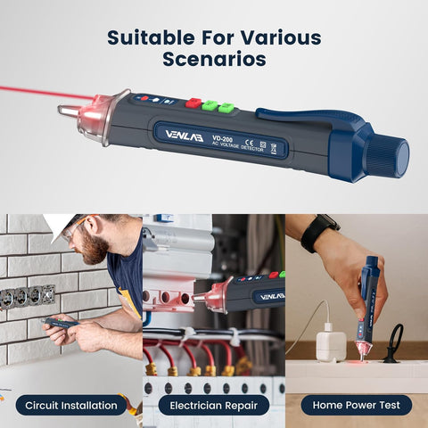 Electric Voltage Tester Pen with NCV Flashlight & Buzzer Alarm
