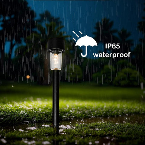 Solar Lights Outdoor Garden Landscape Pathway - 12 Pack Solar Powered Stake Lights - LED, for Lawn Borders Flowerbeds Patio Ideal Driveway and Pathway Lighting for Outside (Warm White)
