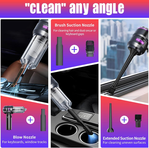 Nctoberows Cordless Handheld Vacuum Cleaner 22000Pa Black Purple