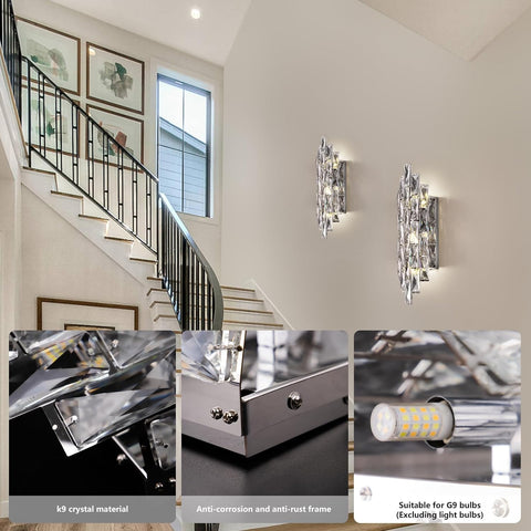 Modern Crystal Wall Light Sconce Chrome 3 Light G9