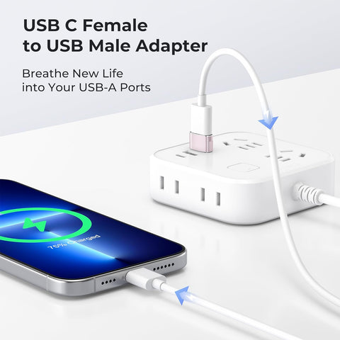 Pink USB to USB-C Adapter 3-Pack – Type-C Female to USB-A Male Charger Converter for iPhone 11–16 Pro Max/Plus, Apple Watch Ultra/8/7, AirPods 2/3, iPad 8th–10th Gen, Air 4/5, Mini 6