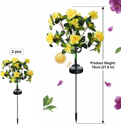 Solar Flowers, 2PCS Solar Flower Lights Outdoor Waterproof, 27.5 inch Garden Lights for Cemetery Pathway Yard