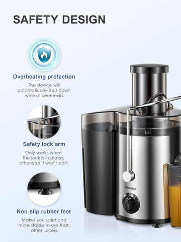 Reemix Centrifugal Juicer 800W 3" Wide Mouth Dual Speed Extractor Black