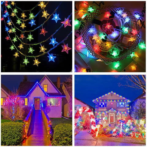 Star String Lights, 40 LED 19.6FT Battery Operated Fairy Lights, Waterproof Christmas Star Lights with 2 Modes for Indoor/Outdoor Wedding, Party, Garden & Holiday Decorations (Colorful)