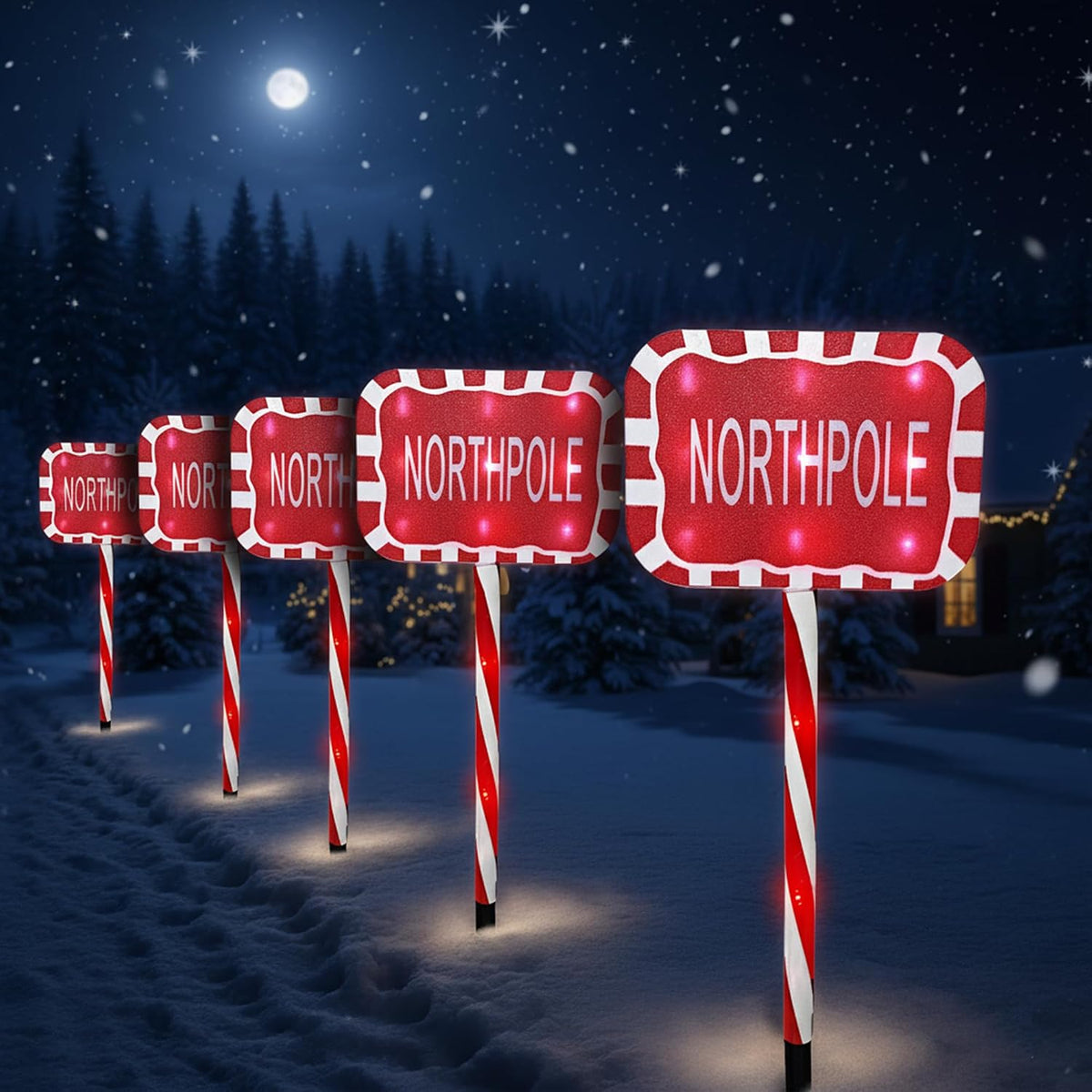 Just for Christmas Pathway Lights – 5 Pack Christmas Lights Battery-Operated with a Timer, 8 Lighting Modes, 1m Lead Wire & 60 Warm White LEDs | Perfect for Christmas Decoration