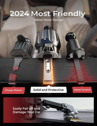 LISEN Phone Holder for Cars – 360° Adjustable Long Arm Air Vent Mount, Universal Car Phone Holder for iPhone & Samsung, Pink