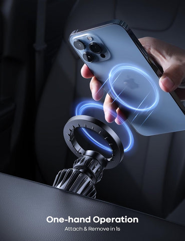 Lamicall Black Car Phone Mount for MagSafe – Strong 20x N52 Magnet Holder