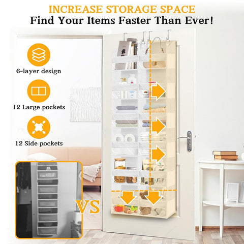 Ofiray-Home Over The Door Storage Organiser – 5-Tier, 10 Compartments, Pink Hanging Storage with 10 Side Pockets