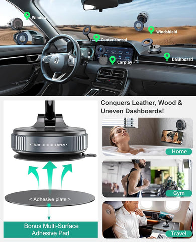 HanCenDa Vacuum Suction MagSafe Car Phone Holder – Black