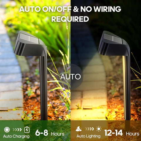 Solar Pathway Lights Outdoor Garden 4 Pack, 15 LED Brighter
