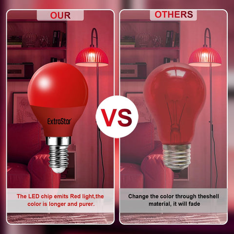E14 LED Red G45 Bulb 4W, Non-Dimmable, Pack of 2