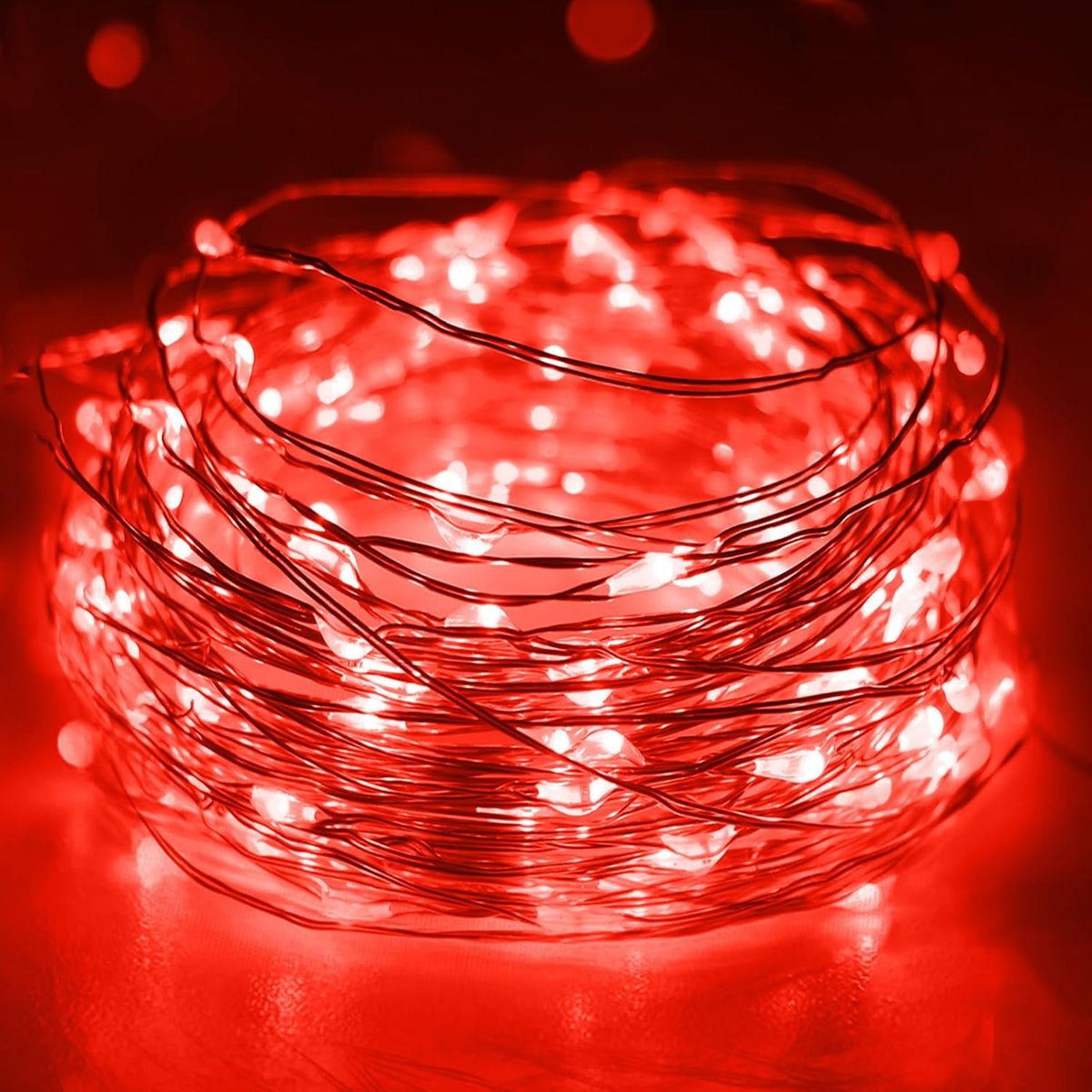 Red Battery Operated Fairy Lights with Timer, 3M 30 LED Waterproof Copper Wire String Lights for Valentine’s Day, Wedding, Bedroom & Party Decor