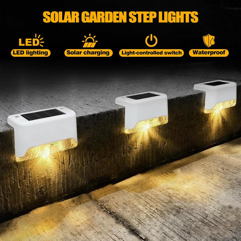 Solar Garden Step Lights, 16-Pack Warm White LED Deck Lights, Waterproof Outdoor, Modern Style, Solar Powered for Steps, Fence, Pathways, IP44 Rated
