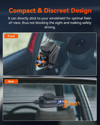 VANTRUE S1 Pro Dash Cam Front Rear 2.7K+1080P HDR STARVIS 2 Night Vision