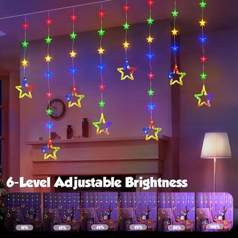Christmas Star Window Lights 2M – 80 LED Multicolour Curtain Fairy Lights with Remote, Timer & 8 Modes – Turn Your Windows into a Little Christmas Wonderland