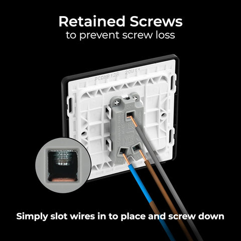 2 Way Screwless Wall Light Switch Matt Black 20A