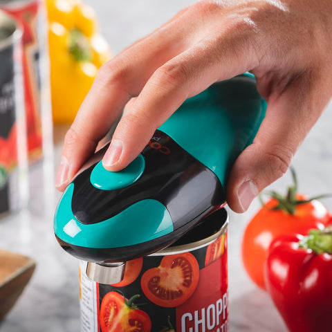 Cooks Professional Electric Can Opener – One Touch Cordless Tin Opener (Teal & Black)
