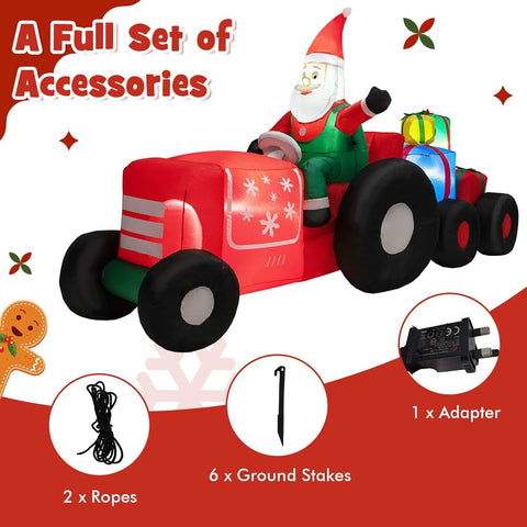 COSTWAY Inflatable Christmas Santa Claus with LED Lights and Blower – Self Inflating Outdoor & Indoor Xmas Decoration