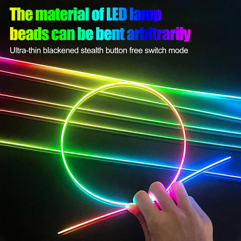 18-in-1 Car Interior Ambient Lights – 128 Colour RGB LED Fibre Optic Strip with APP Control, Music Sync & Multi-Mode Neon Lighting for All Cars