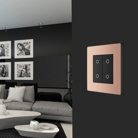 BG Electrical Double Slave/Secondary Touch Dimmer Wall Light Switch, 2-Way, Trailing Edge, Screwless Front Plate, Evolve, Polished Copper, 200W, PCDCPTDS2B