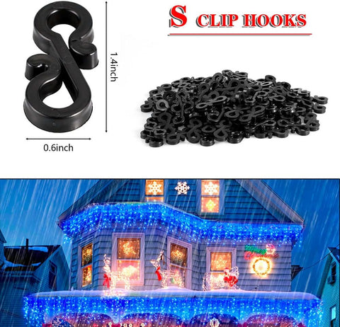 120 Pack Gutter Hooks for Outdoor Lights – Black Plastic S Hooks for Christmas Lights, Garden Decorations & Party Displays – Make Every Festive Light Feel Right at Home