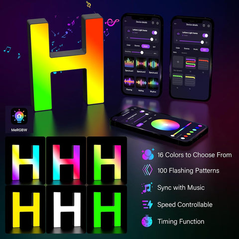 RGB LED Letter Light H USB APP Control