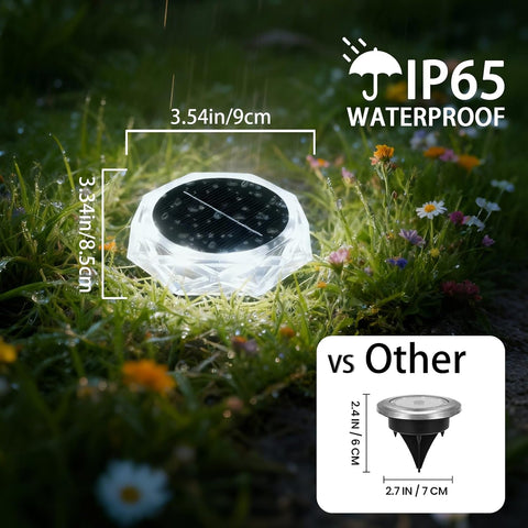 Hqynss Solar Lights Outdoor Garden, 6 Pack Solar Ground Disk Light