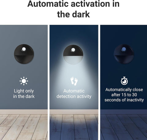 Motion Sensor Night Light Pack of 3 Battery LED Stick On Cold White