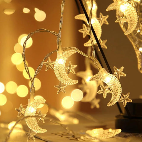 Ramadan Eid Mubarak String Lights – 9.84ft Battery Operated LED Festival Lights with 20 Warm White LEDs for Indoor & Outdoor Decor