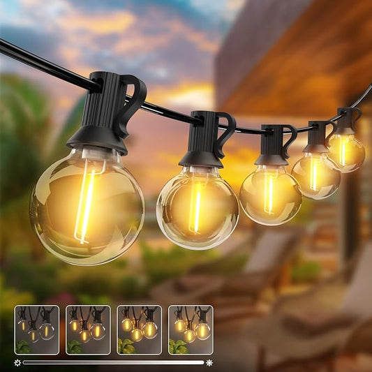 Outdoor Festoon Light Mains Powered with 【Timer & Dimmable】 23M/76FT String Lights, 30+3 LED Bulb with Shatterproof, Waterproof Garden Lights for Outside Pergola Party Gazebo
