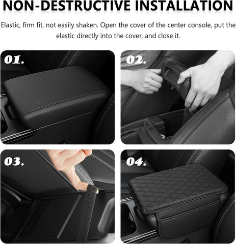 Upgraded Black Car Center Console Armrest Cover with Storage Bags