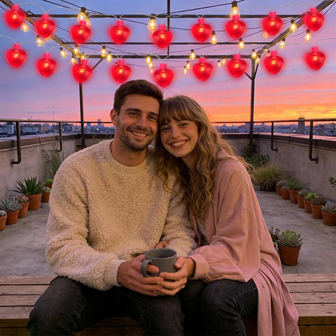 Red Heart Fairy String Lights Battery Operated, 20 LED Romantic Love Lights for Valentine’s Day, Weddings & Anniversaries Indoor Decor